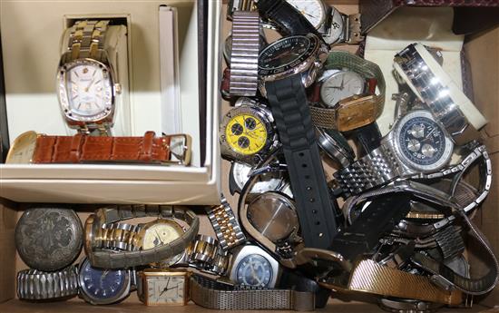 A quantity of assorted wrist watches including Omega and Ingersoll.